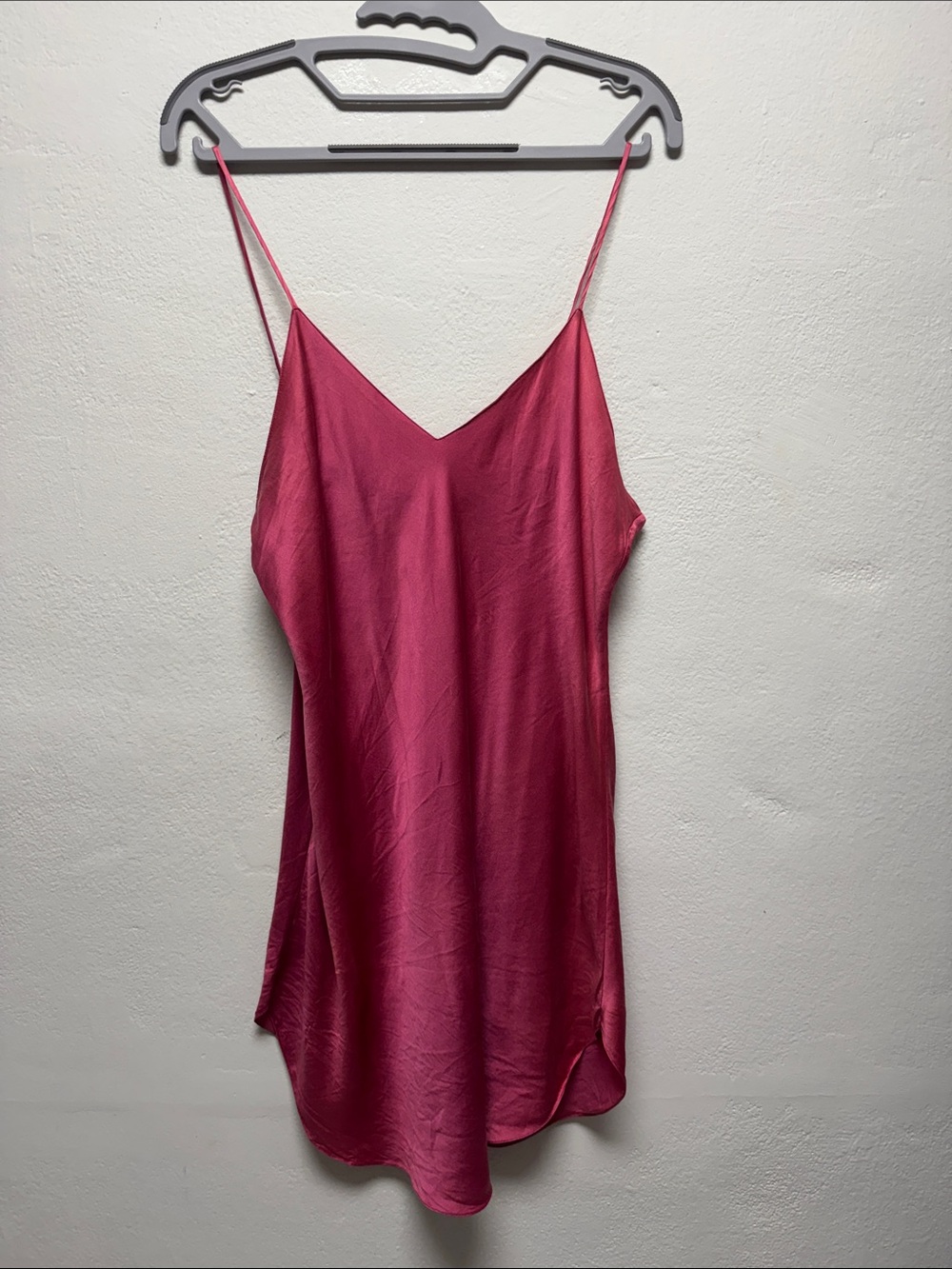 Vintage Nordstrom 100% Silk Magenta V-Neck Slip